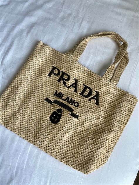 prada milano beach tote